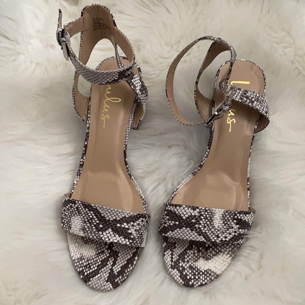 Lulus Snake Print Block Heel Sandals - image 4